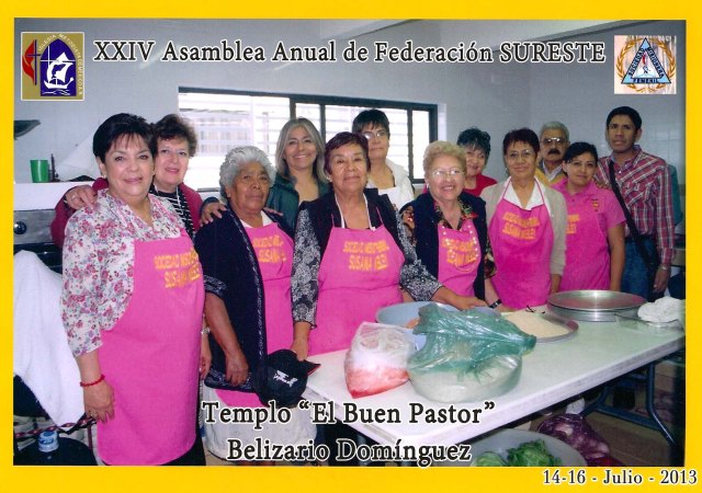 Bertha E. Yeverino, Priscila Vergara, Panchita Sánchez, Angeles López, Elvira López, Alma Campos, Margarita Velasco, Bety Romero, Aide Sotomayor, Eli Gutiérrez, Denhi Corona, Oscar Santa Cruz. Equipo que las atendió en cocina.
