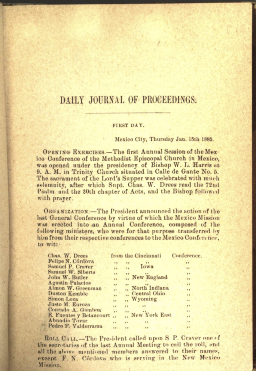 Acta 1er. día CAM, 1884 2