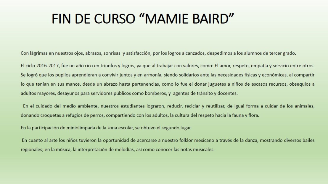 Org. Rector - Mamie Baird